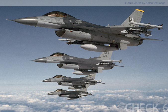F-16 Vipers in Formation by Katsu Tokunaga