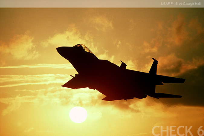 US Air Force F-15 Eagle During Sunset - by George Hall